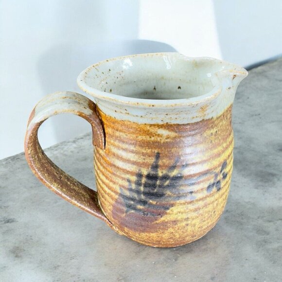 Vintage Hand Made Studio Art Pottery Stoneware Small Pitcher Creamer Signed - Picture 1 of 12